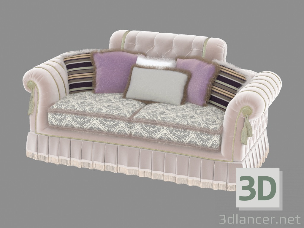 modello 3D Divano doppio art deco - anteprima