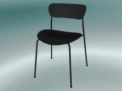 Fauteuil Pavilion (AV3, H 76cm, 50x52.5cm, Chêne laqué noir, Cuir - Soie noire)