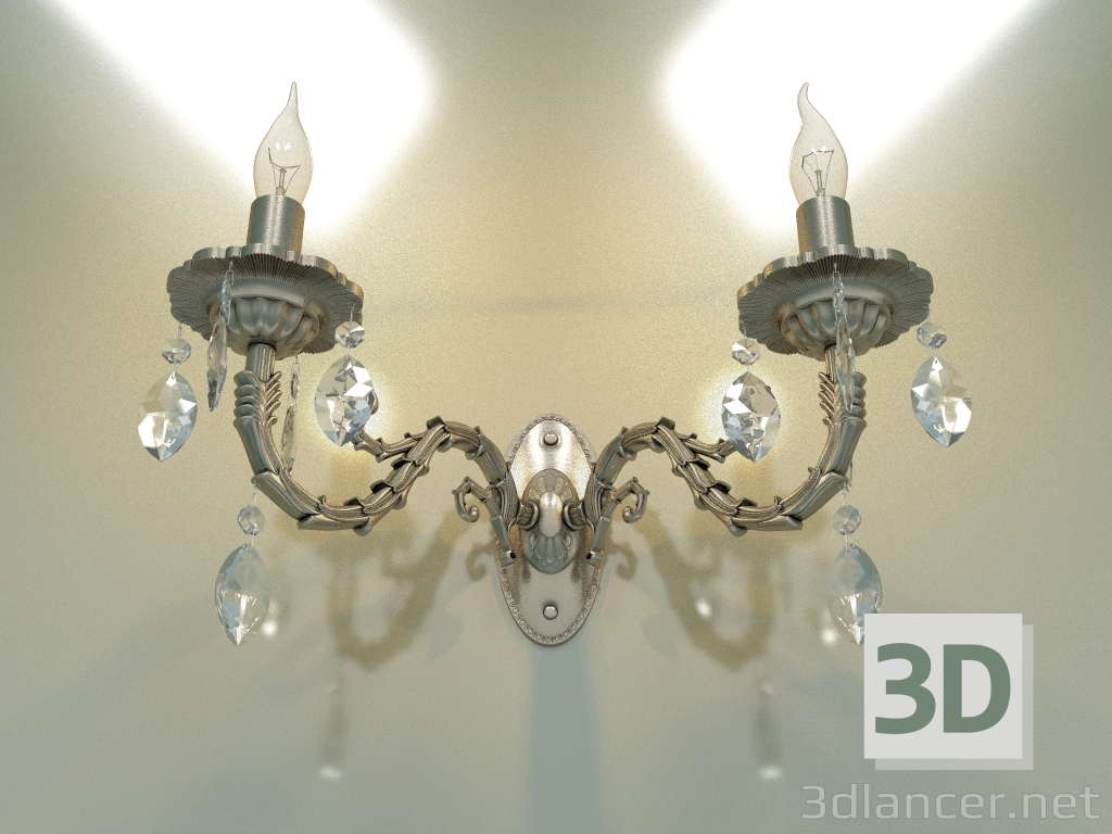 3d model Aplique 10102-2 (bronce antiguo-cristal transparente) - vista previa