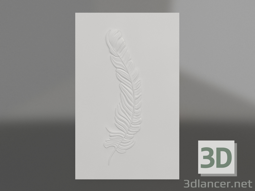 Modelo 3d baixo-relevo pluma - preview