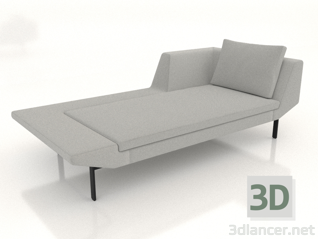 3d model Chaise longue 207 con reposabrazos a la derecha (patas de metal) - vista previa