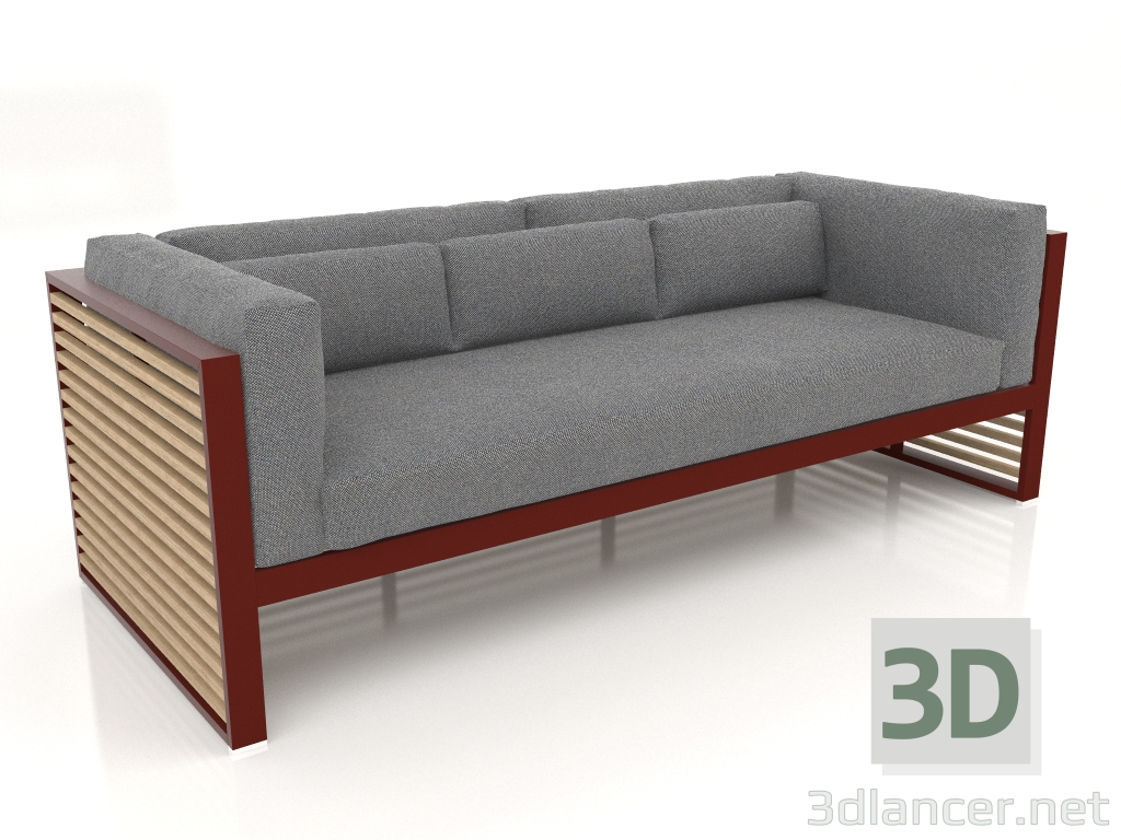 3d model Sofá 3 plazas (Rojo vino) - vista previa