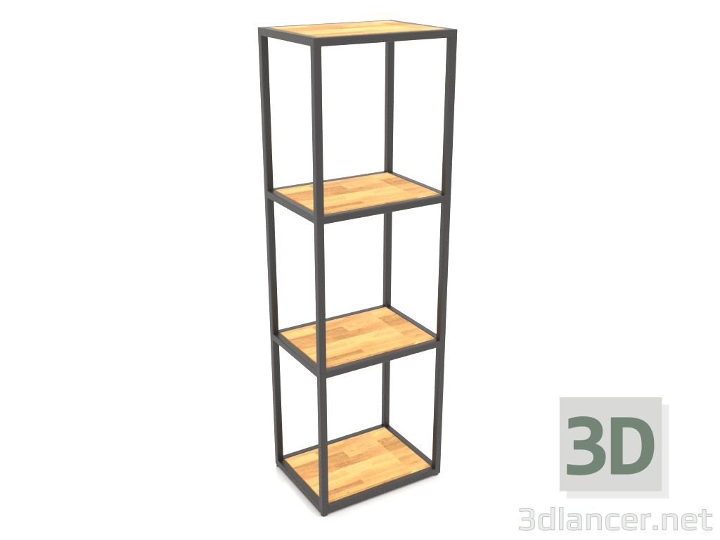 modello 3D Scaffale rettangolare (WOOD, 40x30x128, 4 ripiani) - anteprima