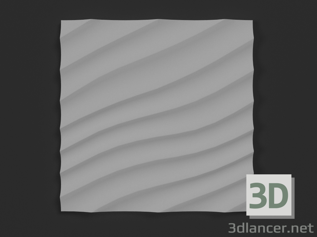 3d model Gypsum 3D panel Wave diagonal shallow - preview