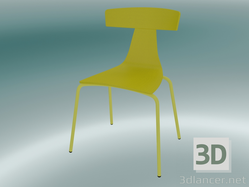 Modelo 3d Cadeira REMO estrutura metálica cadeira de madeira (1416-20, cinza amarelo, amarelo) - preview