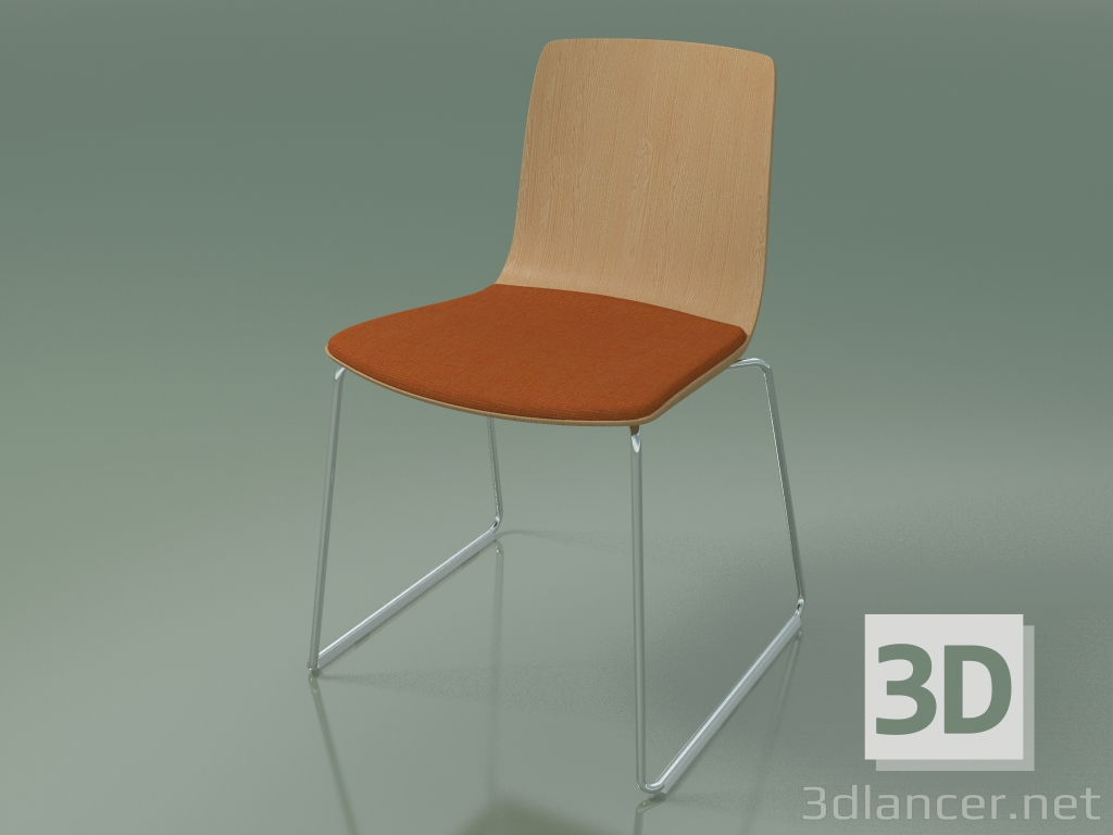 3D modeli Sandalye 3981 (bir kızakta, koltukta bir yastıkla, meşe) - önizleme