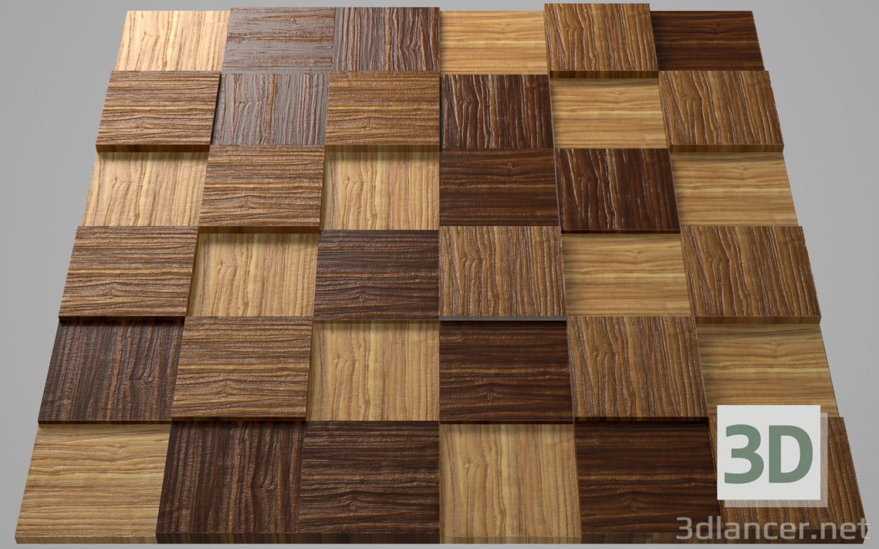 modello 3D Mosaico in legno_1 - anteprima