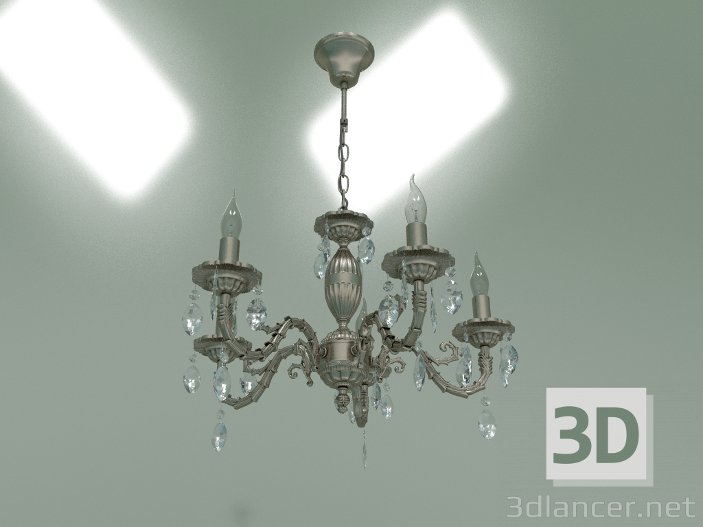 modello 3D Lampadario a sospensione 10102-5 (bronzo antico-cristallo trasparente) - anteprima