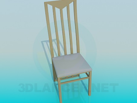 3d model Silla con respaldo madera - vista previa