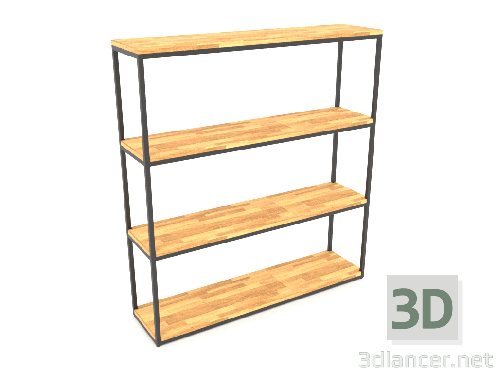 modello 3D Scaffale rettangolare (PAVIMENTO LEGNO, 120x30x128, 4 ripiani) - anteprima