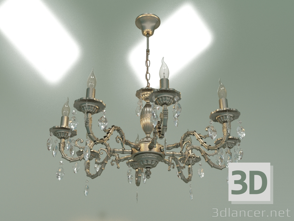 modello 3D Lampadario a sospensione 10102-8 (bronzo antico-cristallo trasparente) - anteprima