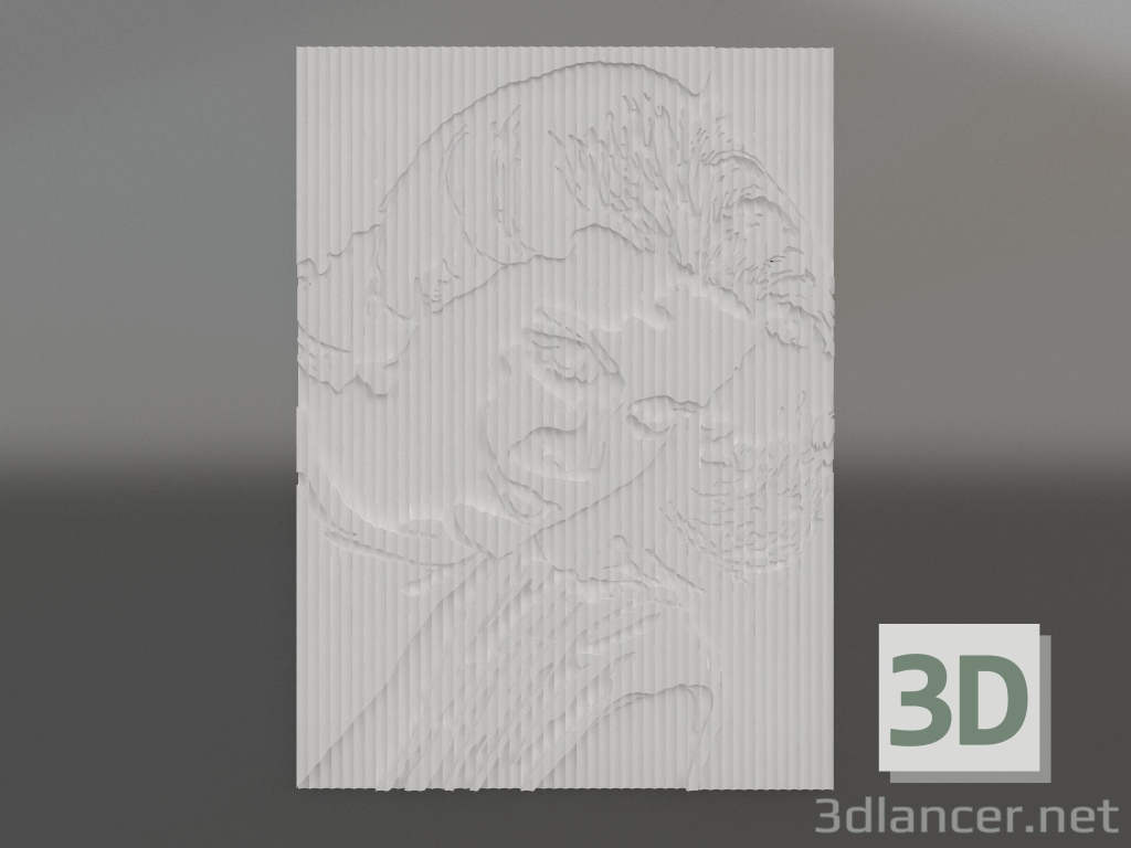 Modelo 3d Retrato em baixo-relevo - preview