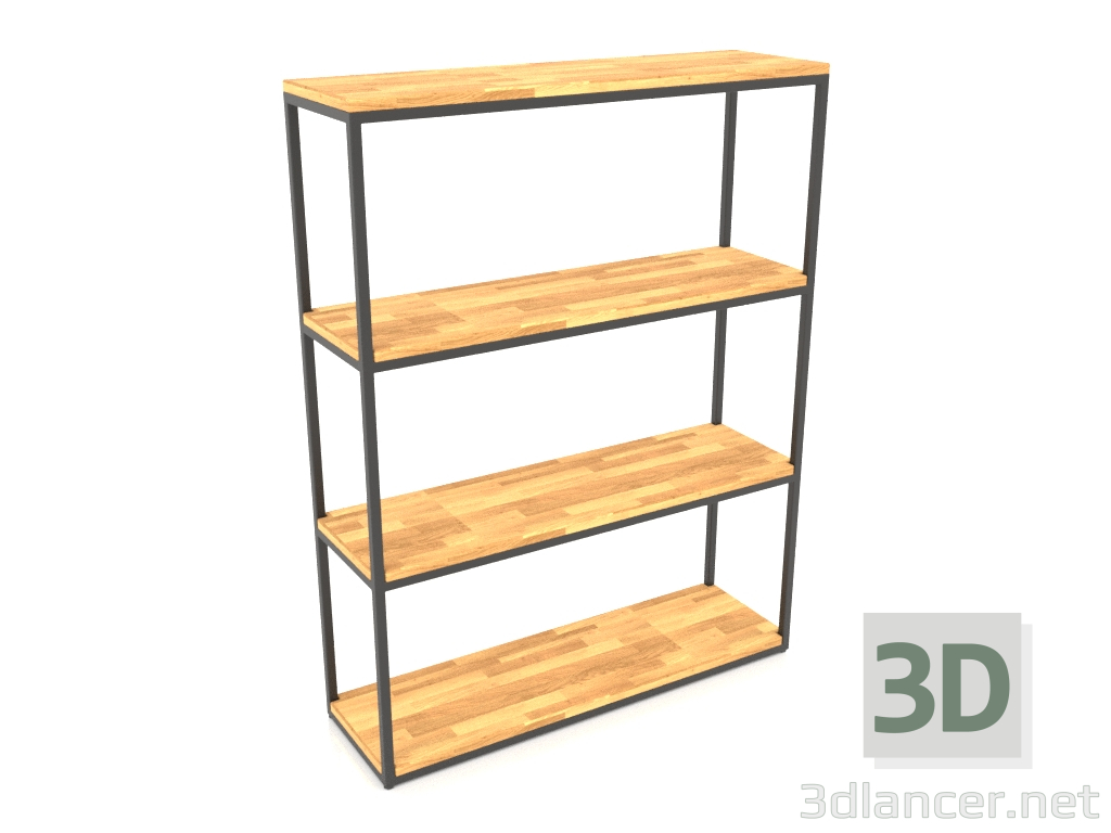 modello 3D Scaffale rettangolare (PAVIMENTO LEGNO, 100x30x128, 4 ripiani) - anteprima