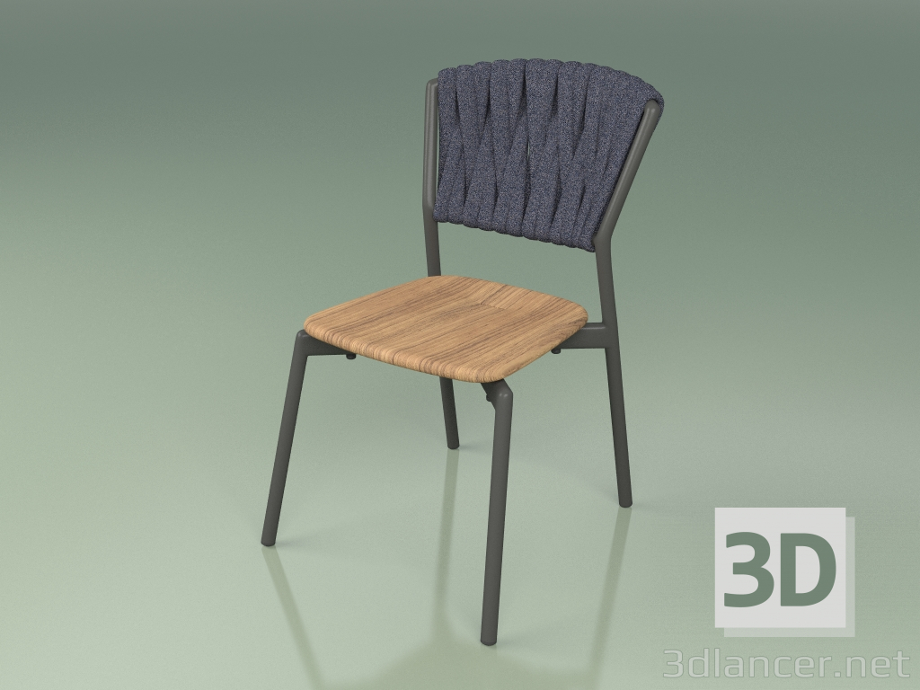 3d model Silla 220 (Metal Ahumado, Teca, Cinturón Acolchado Gris-Azul) - vista previa