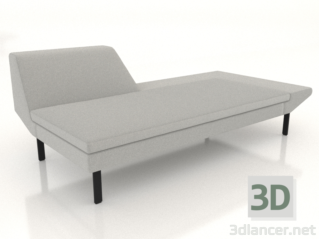 3d model Chaise longue abierta 186 con reposabrazos a la izquierda (patas de metal) - vista previa