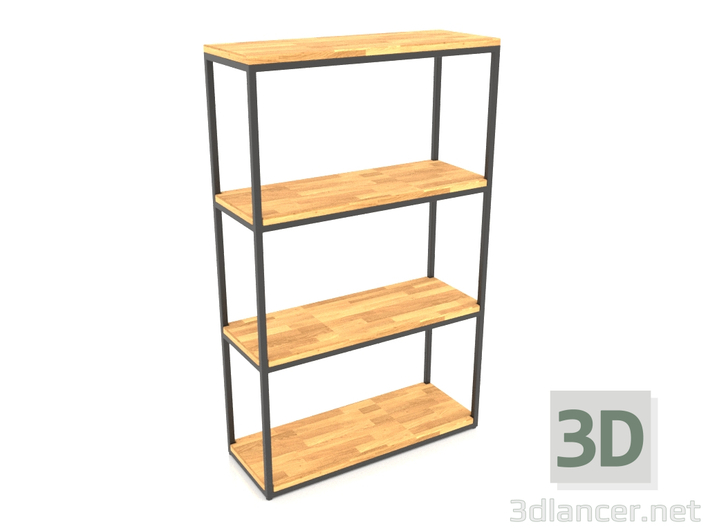 modello 3D Scaffale rettangolare (PAVIMENTO LEGNO, 80x30x128, 4 ripiani) - anteprima