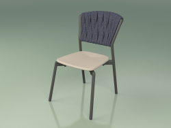 Silla 220 (Ahumado metálico, Mole de resina de poliuretano, Cinturón acolchado Gris-Azul)