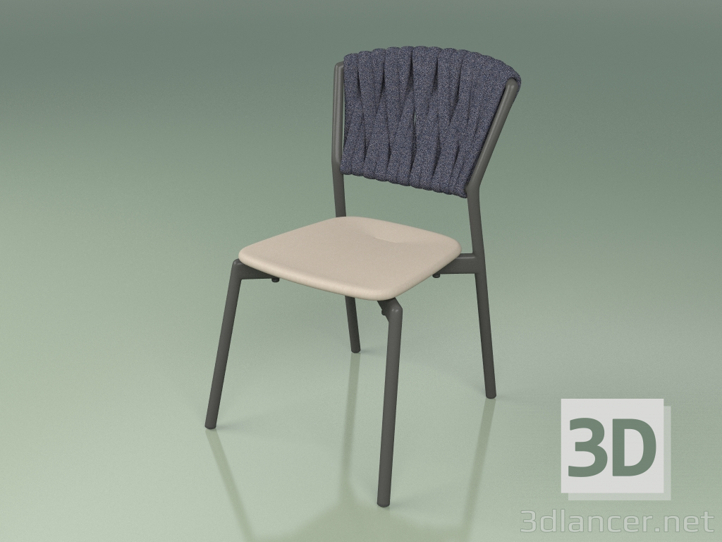 3d model Silla 220 (Ahumado metálico, Mole de resina de poliuretano, Cinturón acolchado Gris-Azul) - vista previa