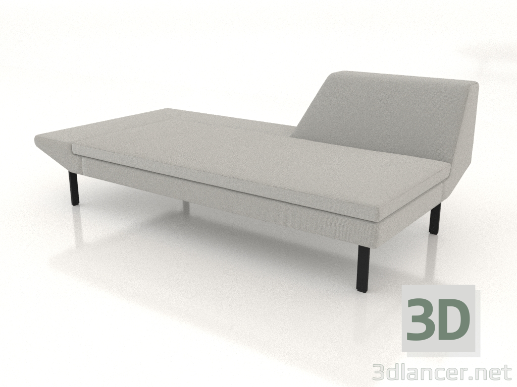 3d model Chaise longue abierta 186 con reposabrazos a la derecha (patas de metal) - vista previa