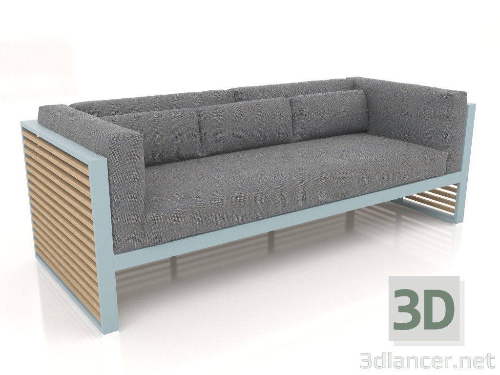 3d model 3-seater sofa (Blue gray) - preview