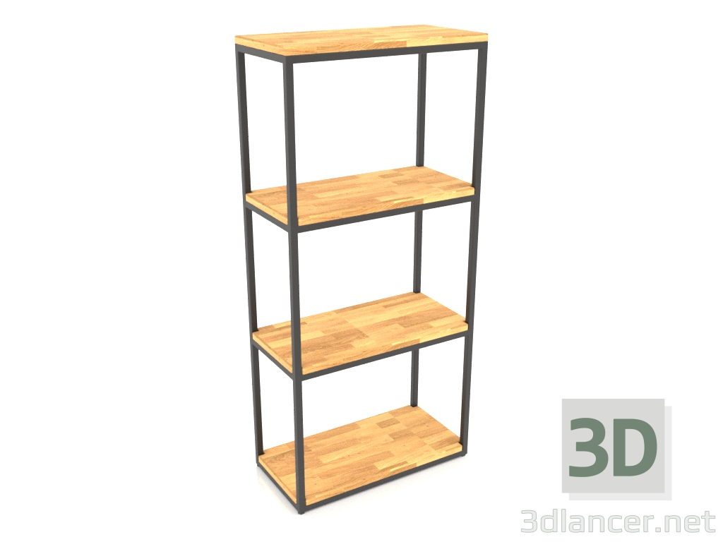 modello 3D Scaffale rettangolare (PAVIMENTO LEGNO, 60x30x128, 4 ripiani) - anteprima