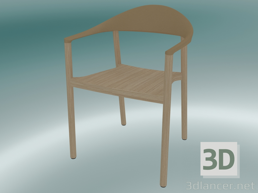 modello 3D Poltrona poltrona MONZA (1209-40, rovere naturale, caramello) - anteprima