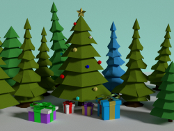 New Year tree low poly model - Новогодняя елка