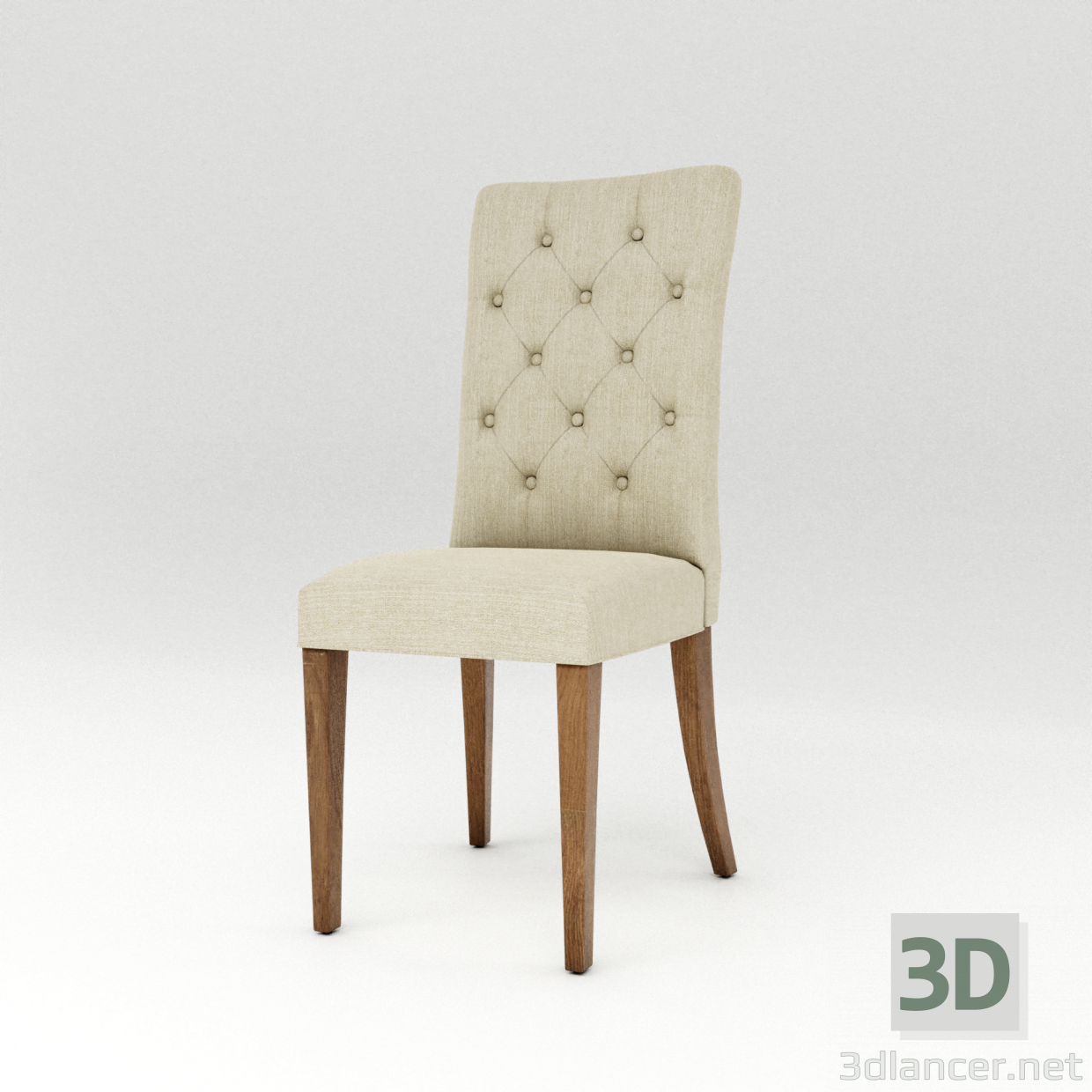 3d model Silla de comedor acolchada - vista previa