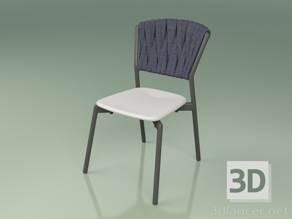 3d model Silla 220 (Metal Ahumado, Resina de Poliuretano Gris, Cinturón Acolchado Gris-Azul) - vista previa