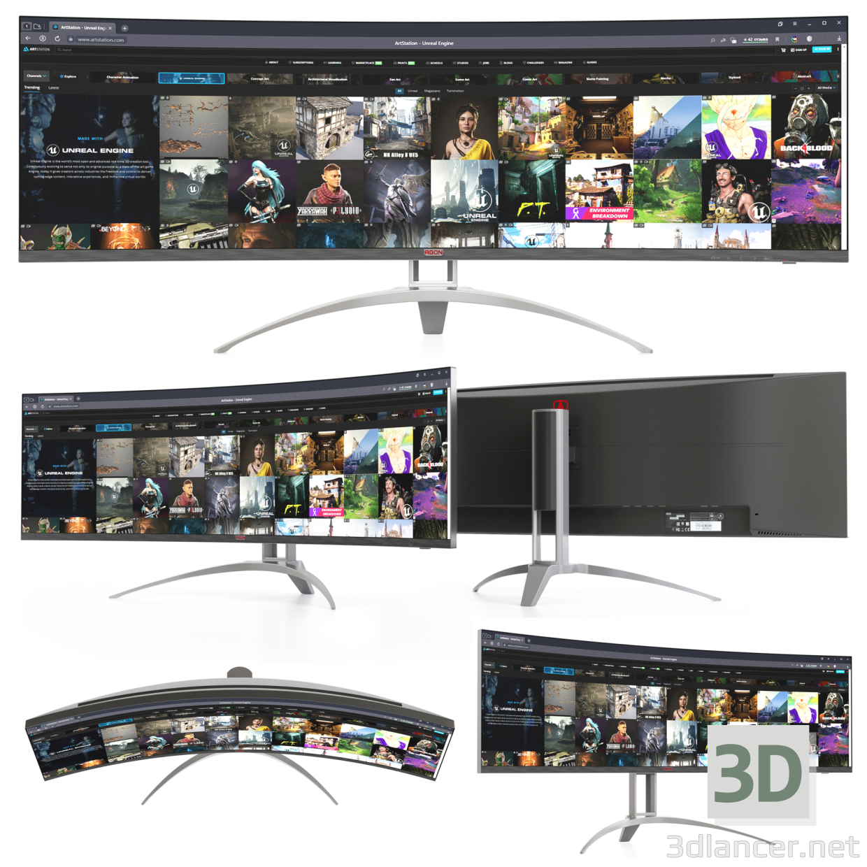 modèle 3D de Moniteur à écran large acheter - rendu