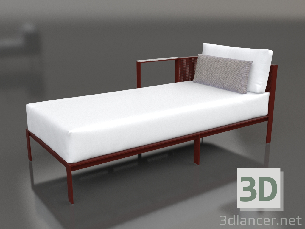 3d model Módulo sofá sección 2 izquierda (Rojo vino) - vista previa