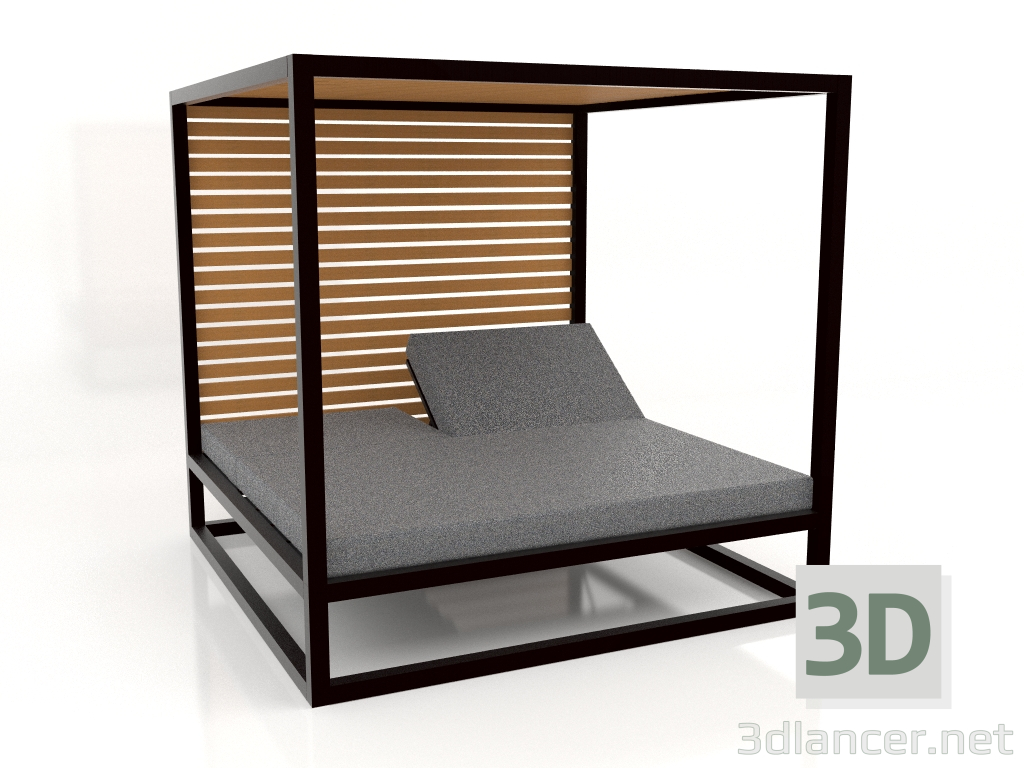 3d model Sofá con lamas fijas elevadas y techo (Negro) - vista previa