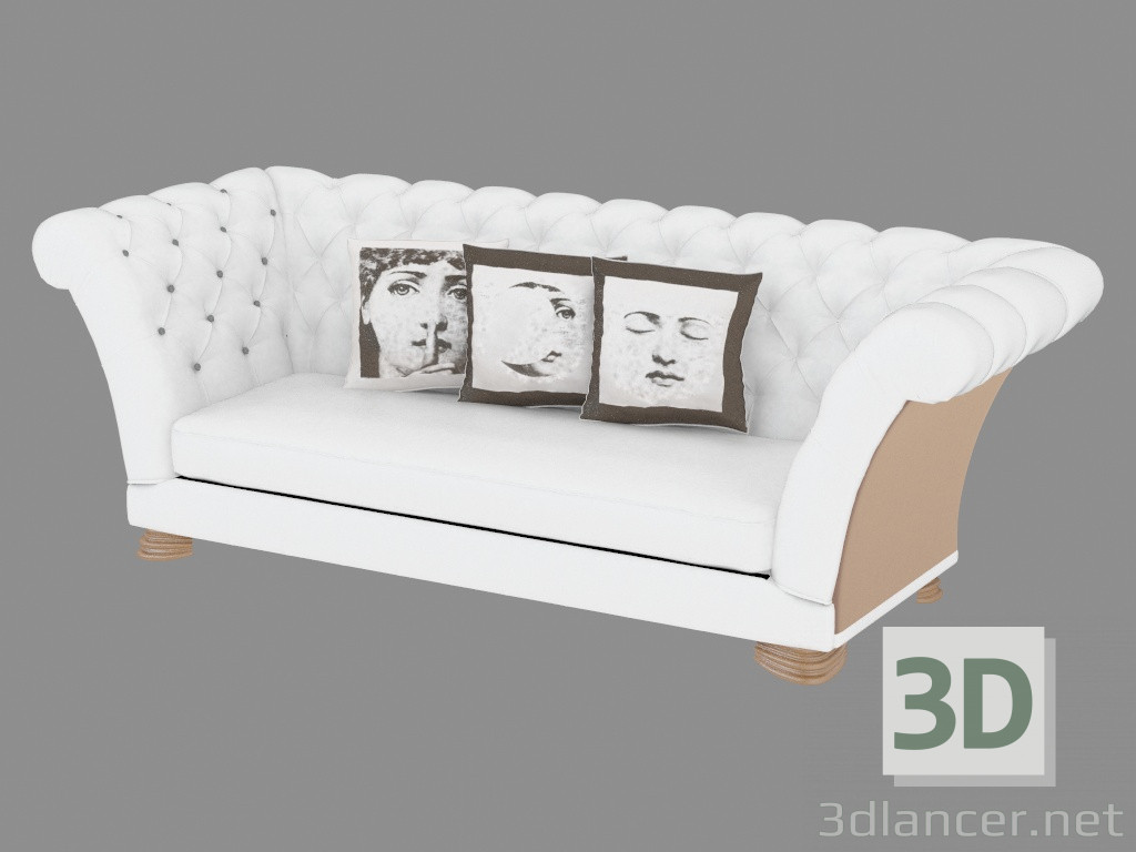 3d model Sofá doble recta - vista previa