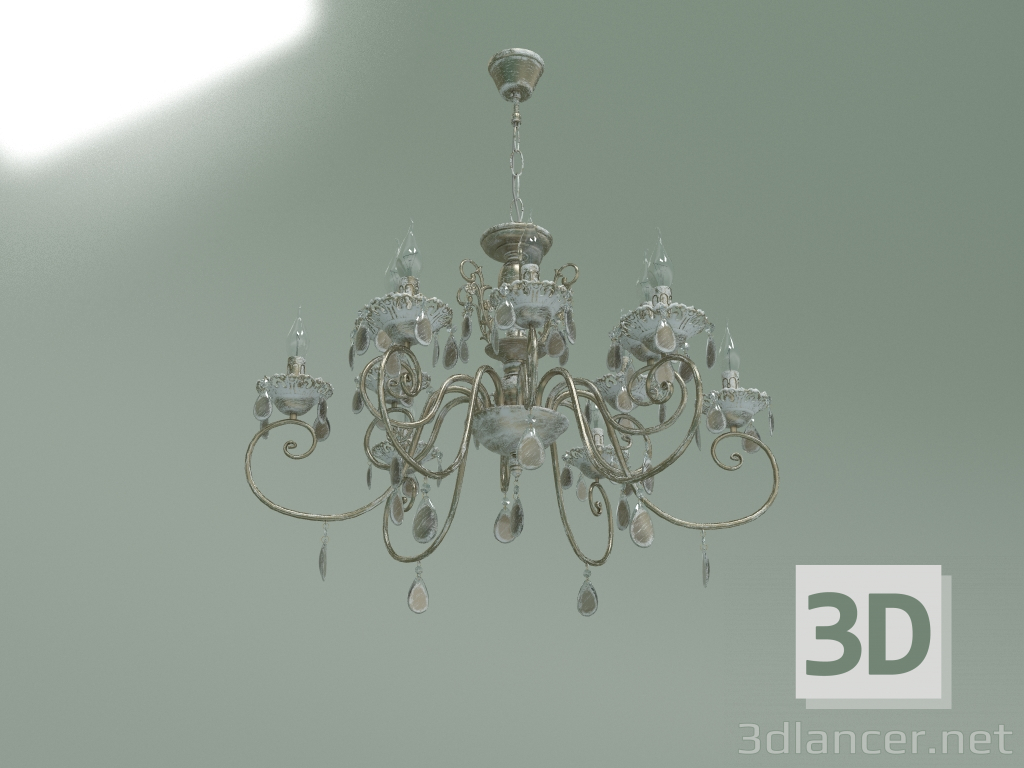 modello 3D Lampadario a sospensione 10009-12 (bianco con oro) - anteprima