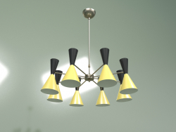 Plafón Stilnovo Style, 8 luces (negro-amarillo)