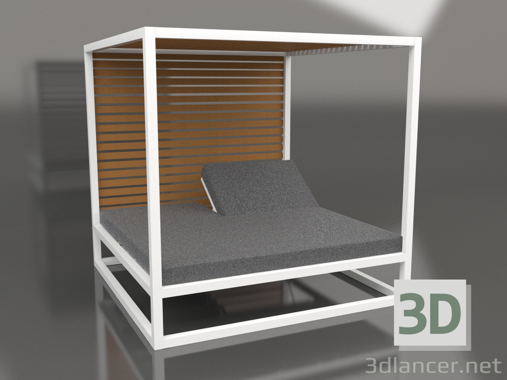 3D Modell Couch mit erhöhten festen Lattenrosten und Decke (Weiß) - Vorschau