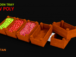 Juego de Bandeja de Madera 3D -LOW POLY