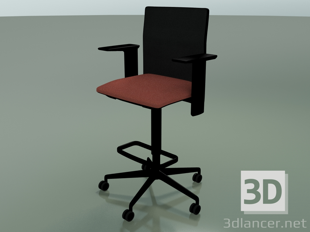 Modelo 3d Banqueta 6504 (5 rodas, com tela, apoio de braço 3D padrão ajustável, V39) - preview