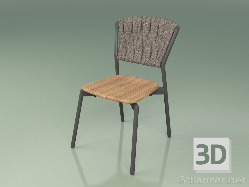 3d model Silla 220 (Metal Ahumado, Teca, Cinturón Acolchado Gris-Arena) - vista previa