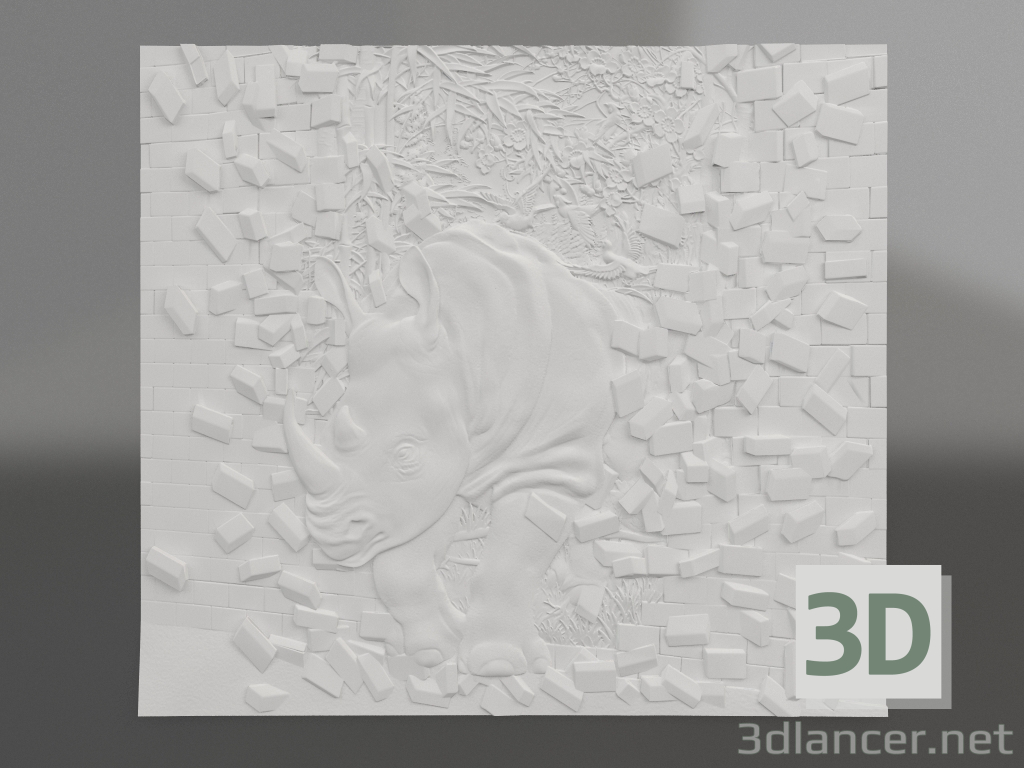 3d model Rinoceronte en bajorrelieve - vista previa