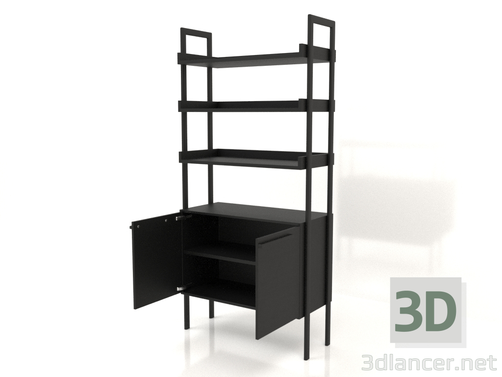 3d модель Стелаж ST 03 (відкритий) (900х400х1900, wood black) – превью