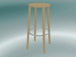 Stool BLOCCO stool (8500-00 (76 cm), ash natural, sanded aluminum)