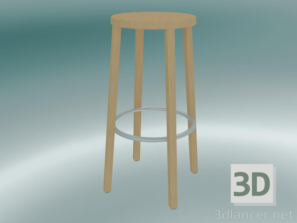 3d model Taburete BLOCCO taburete (8500-00 (76 cm), fresno natural, aluminio lijado) - vista previa