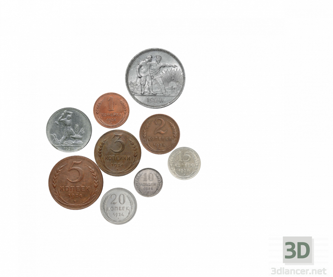 modèle 3D Pièces de monnaie de l'URSS 1924 - preview