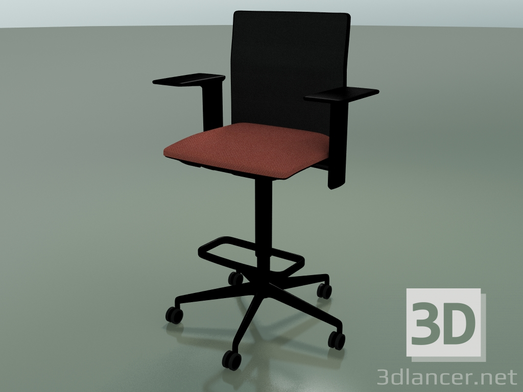 3d model Taburete 6504 (5 ruedas, con malla, reposabrazos ajustable en 3D XL, V39) - vista previa