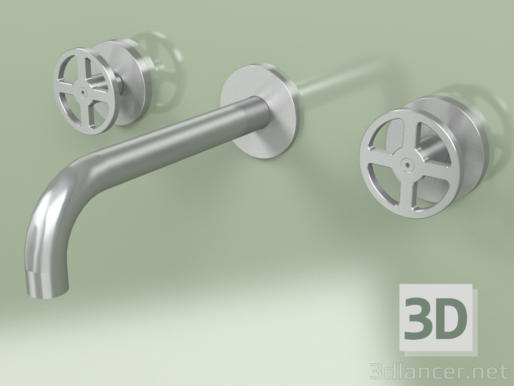 Modelo 3d Conjunto montado na parede de 2 misturadores separados com bico (20 10 V, AS) - preview