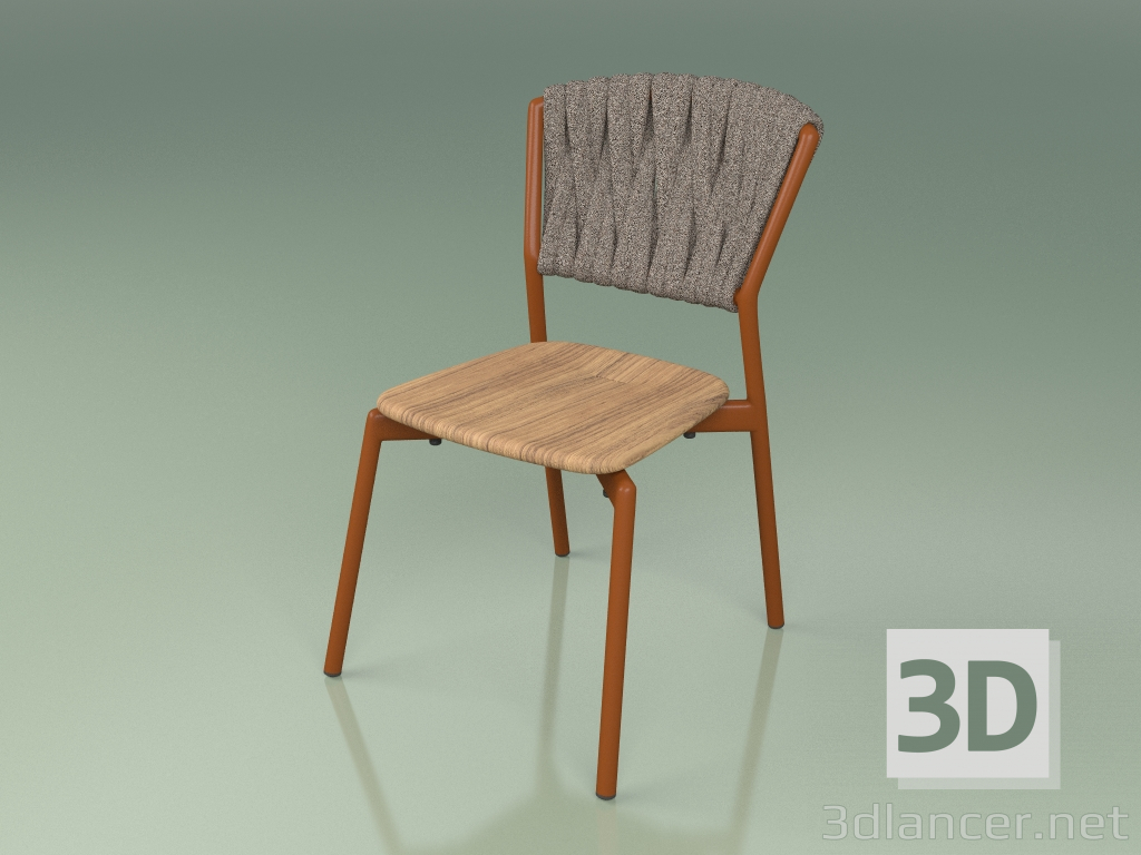 3d model Silla 220 (óxido de metal, teca, cinturón acolchado gris arena) - vista previa