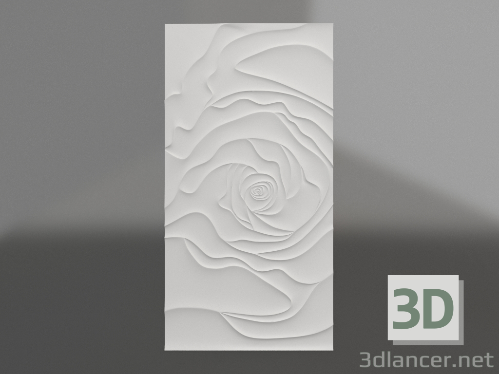 3D Modell Flachrelief Rose - Vorschau