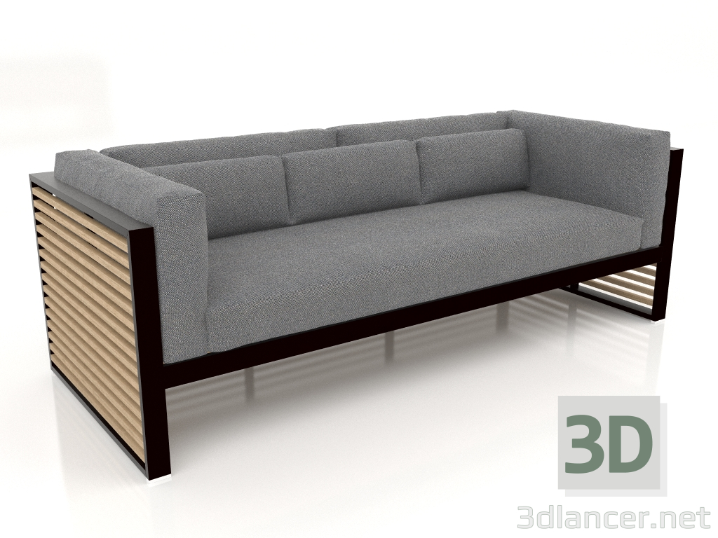 3d model 3-seater sofa (Black) - preview