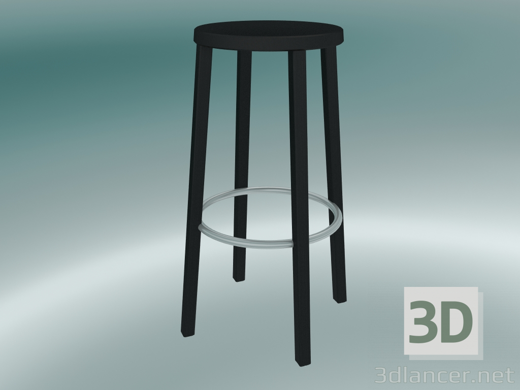 3d model Taburete BLOCCO taburete (8500-00 (76 cm), lacado teñido negro ceniza, aluminio lijado) - vista previa